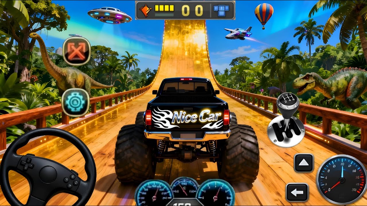 Impossible Mega Ramp Jump 😱 | GT Monster Truck Crazy Stunt Racing | Android