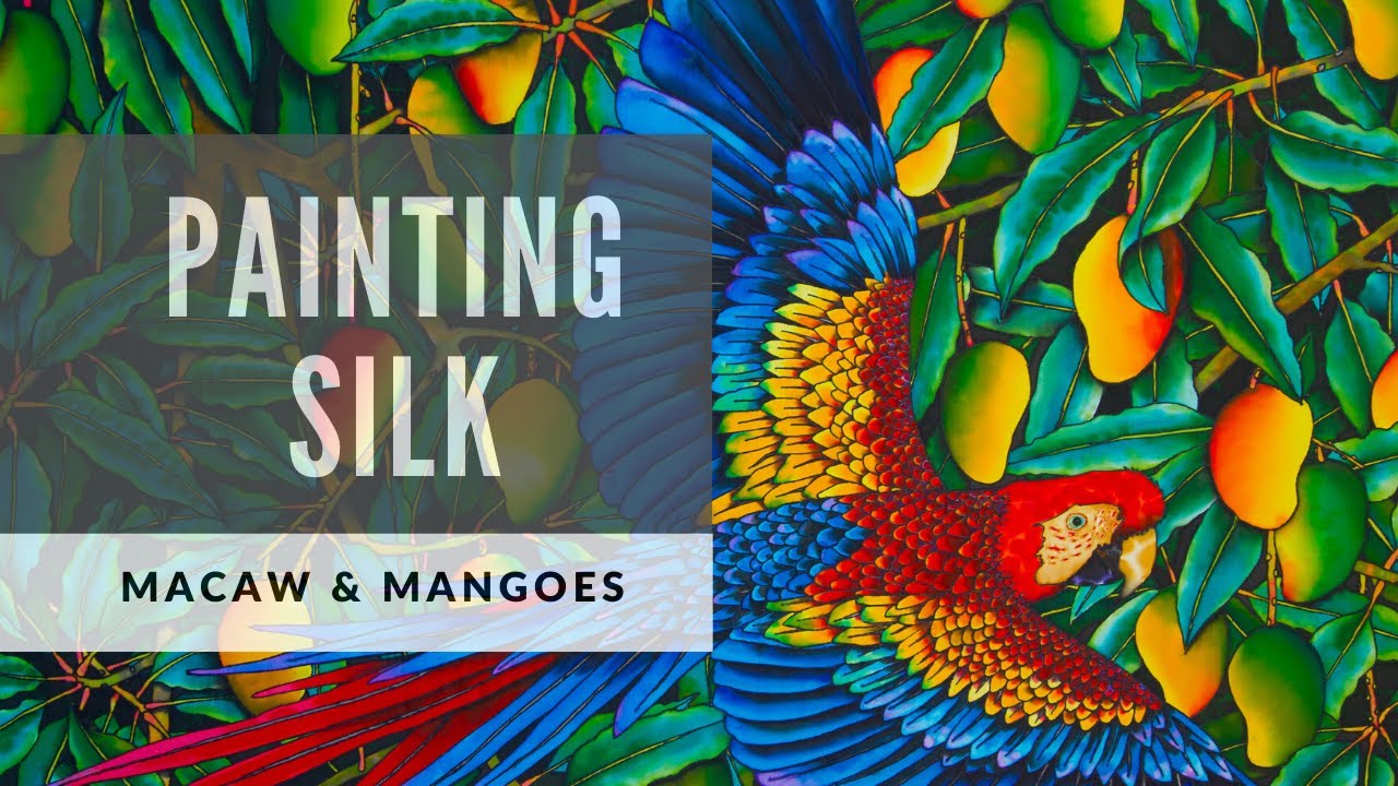 Jean-Baptiste silk Painting | Scarlet Macaw  in mango Tree