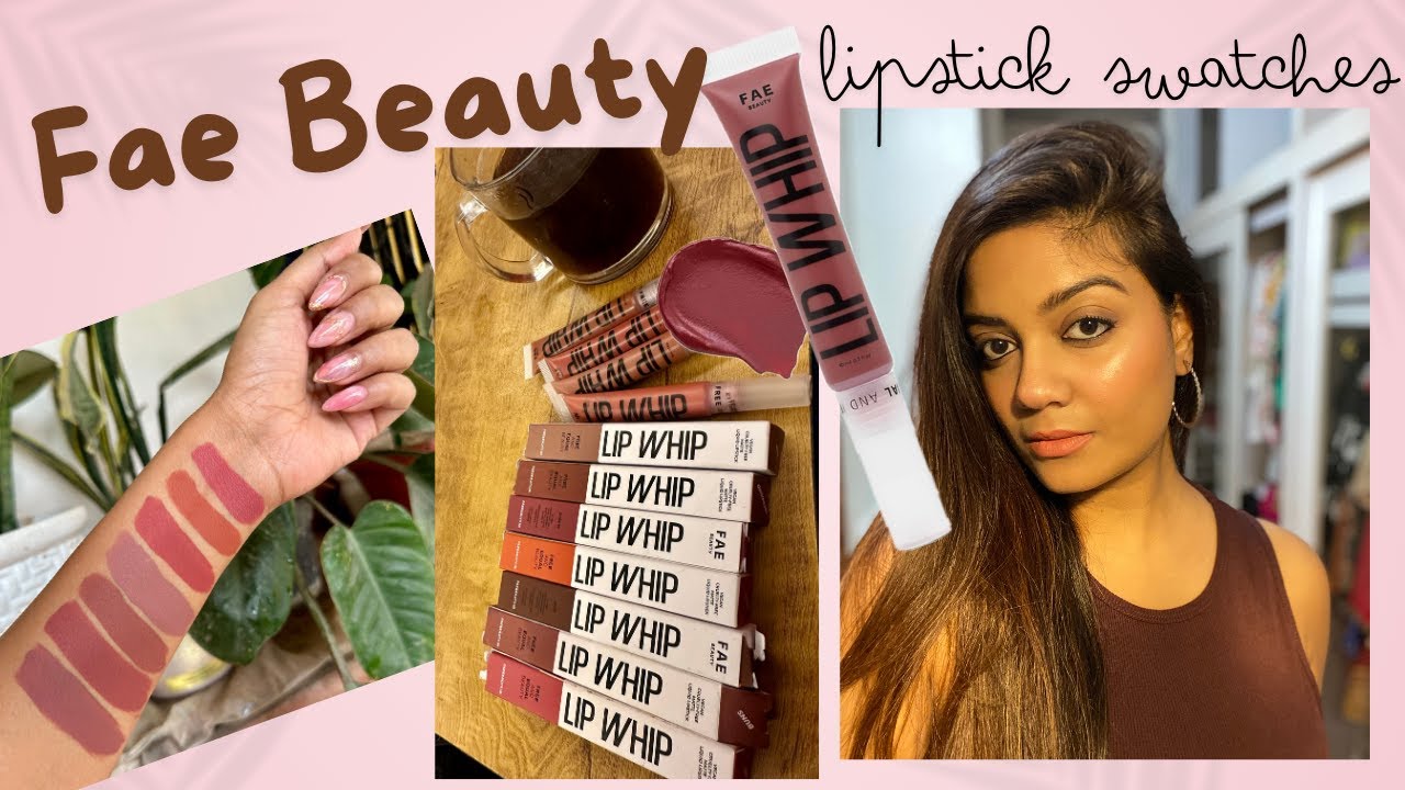 FAE BEAUTY LIPSTICKS SWATCHES & REVIEW || FAE BEAUTY LIP WHIP 7 NUDE SHADES || *NEW SHADES*