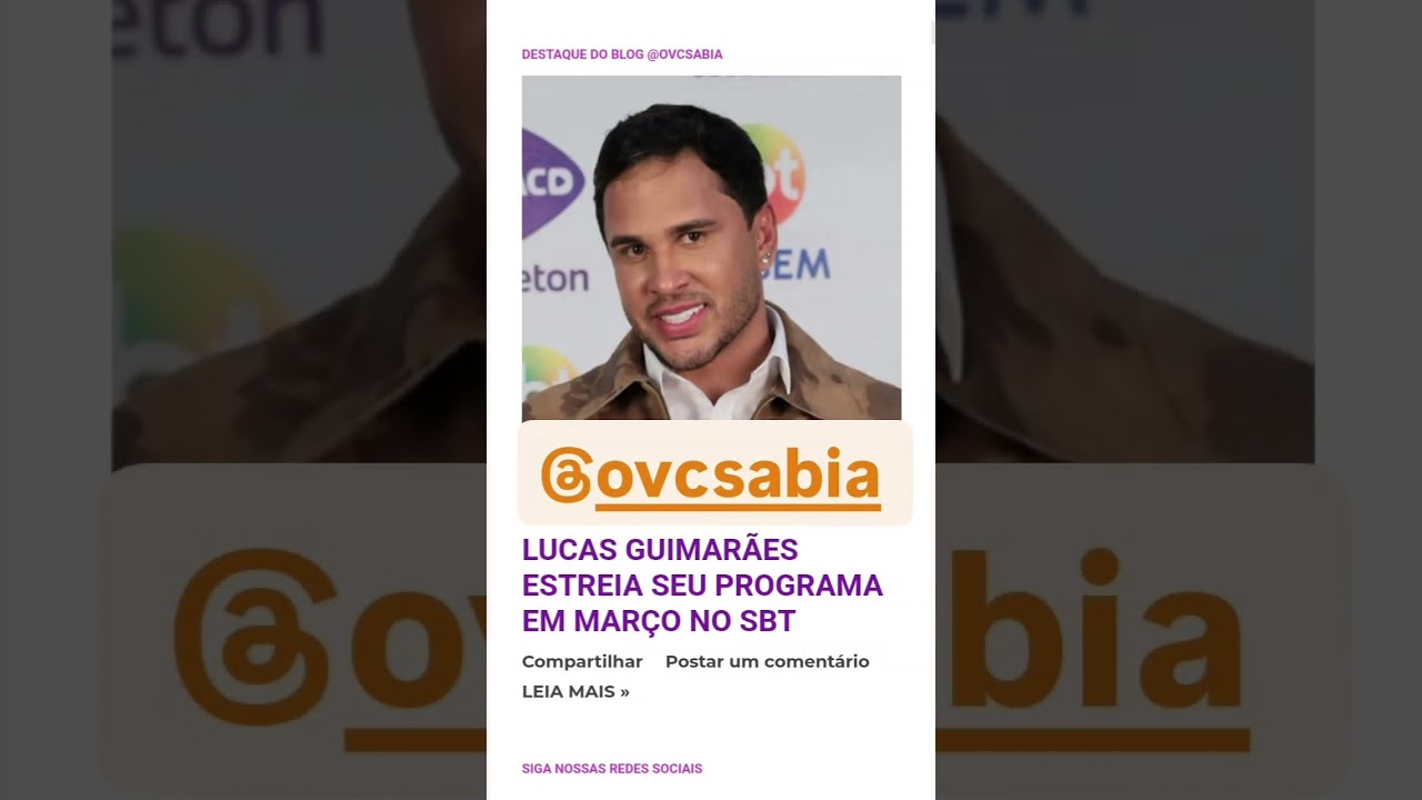 Lucas Guimar&atilde;es estreia seu programa em mar&ccedil;o no SBT 👏
