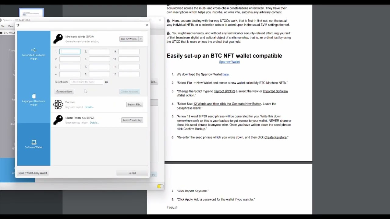 BTC NFTs Wallet Tutorial