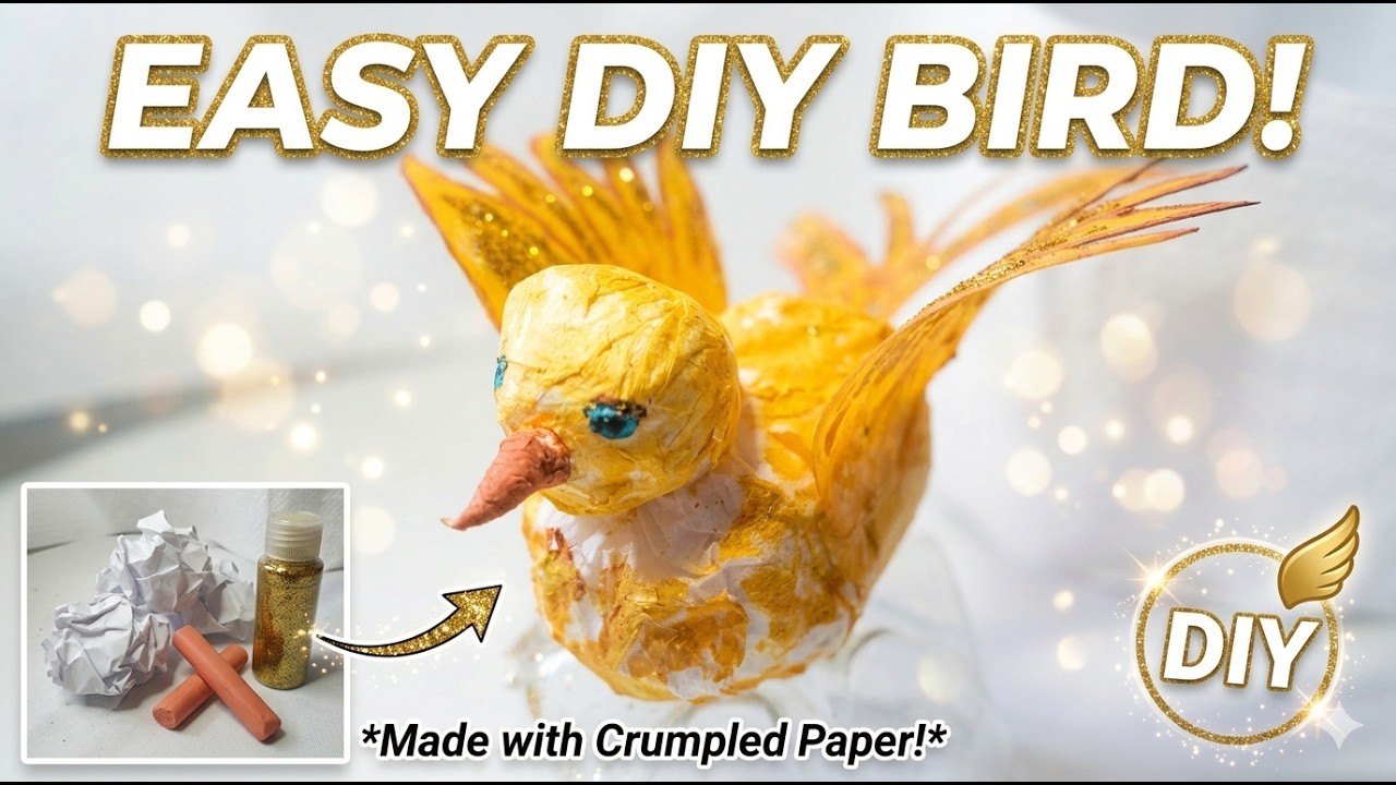 DIY Paper  Golden Bird Craft | Easy Recycled Materials Tutorial for Beginners ✨