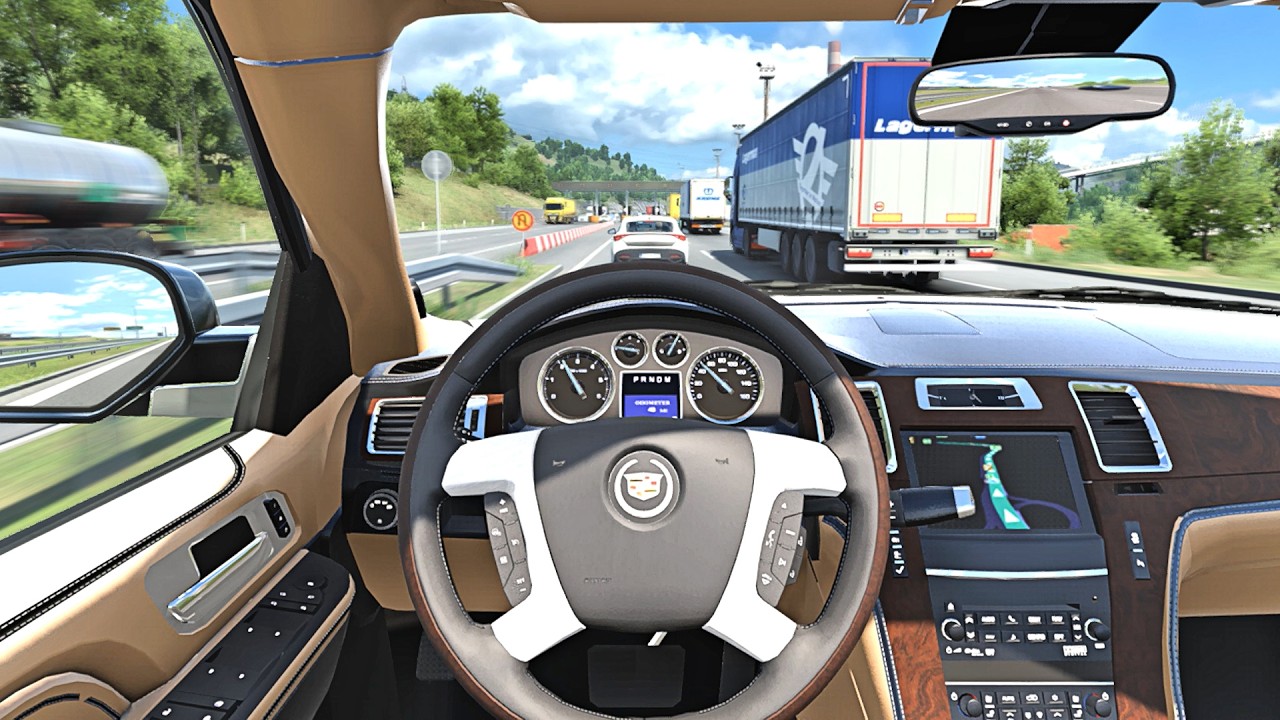 Cadillac Escalade ESV - Euro Truck Simulator 2 [Steering Wheel Game Play]