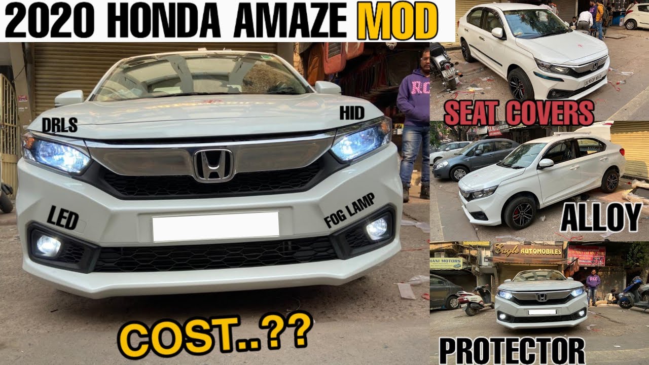 2020 HONDA AMAZE MODIFICATION- MODIFIED AMAZE 2020, LED, HID, DRLS, FOG LAMPS, SEAT COVERS, ALLOY.🔥🔥