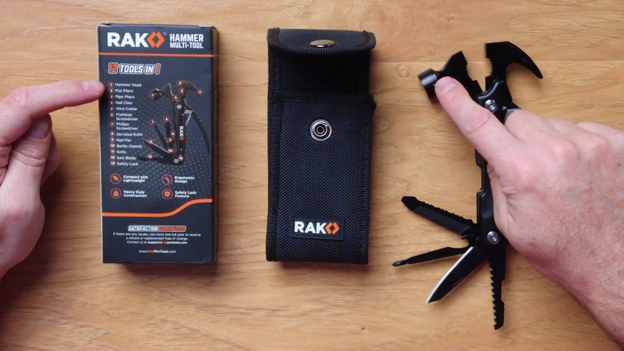 RAK Hammer Multi-Tool - Multi-Functional 12 in 1 Mini Hammer Camping Gear Survival Tool