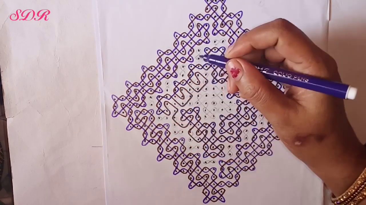 27 - 3 - 3 Straight Dots || Chikku Designer Big Rangoli || Sikku Kolam || Kambi Kolam
