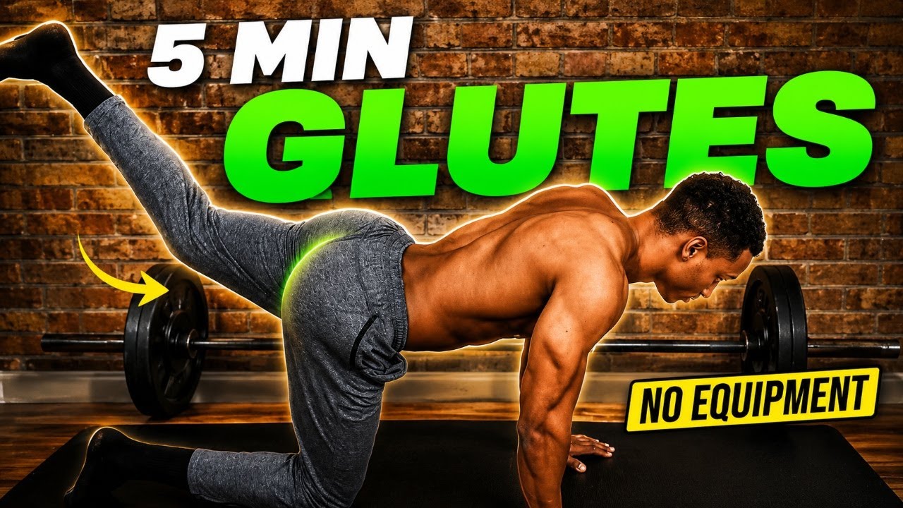 5 Minute Home GLUTES Workout (No Equipment) | Follow Along