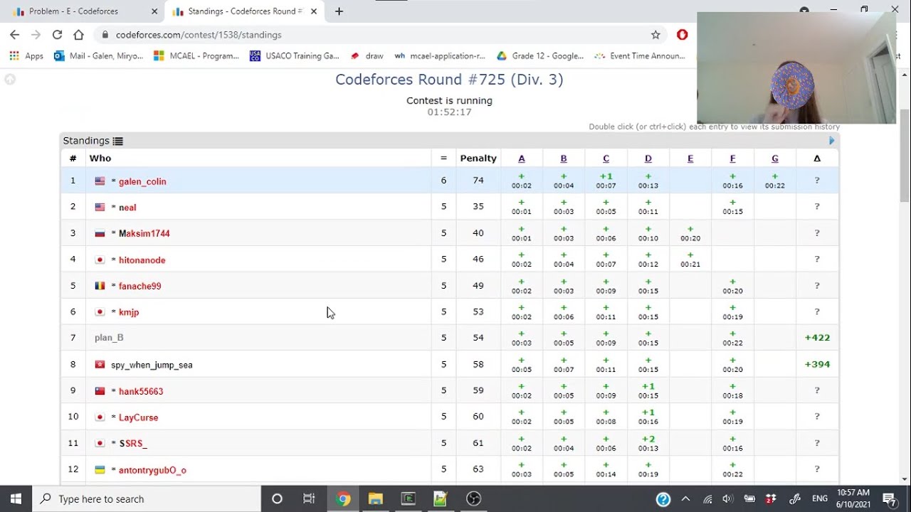 4th in Codeforces Round 725 (Div. 3) - All Solutions (A-G) + Screencast