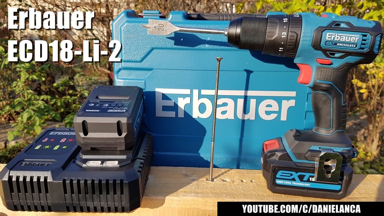 Masina de gaurit si insurubat, cu percutie, Erbauer ECD18-Li-2, 18V, 4Ah