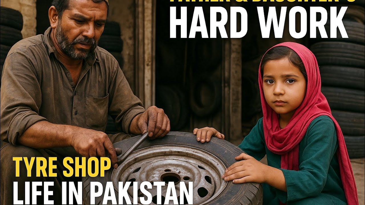 Father & Daughter&rsquo;s Hard Work &ndash; Tyre Shop Life in Pakistan 1447