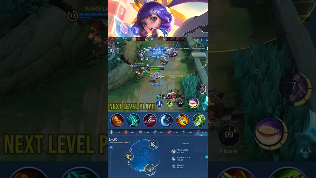 Maniac!! Next Level Play Nana with Marksman Build (Part 12) - MLBB #gameplayproplayer #nana #MLBB