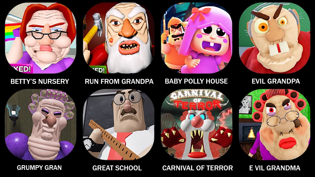 ROBLOX:BETTY'S NURSERY! (FIRST PERSON OBBY),RUN FROM GRANDPA! (SCARY OBBY),BABY POLLY HOUSE#roblox