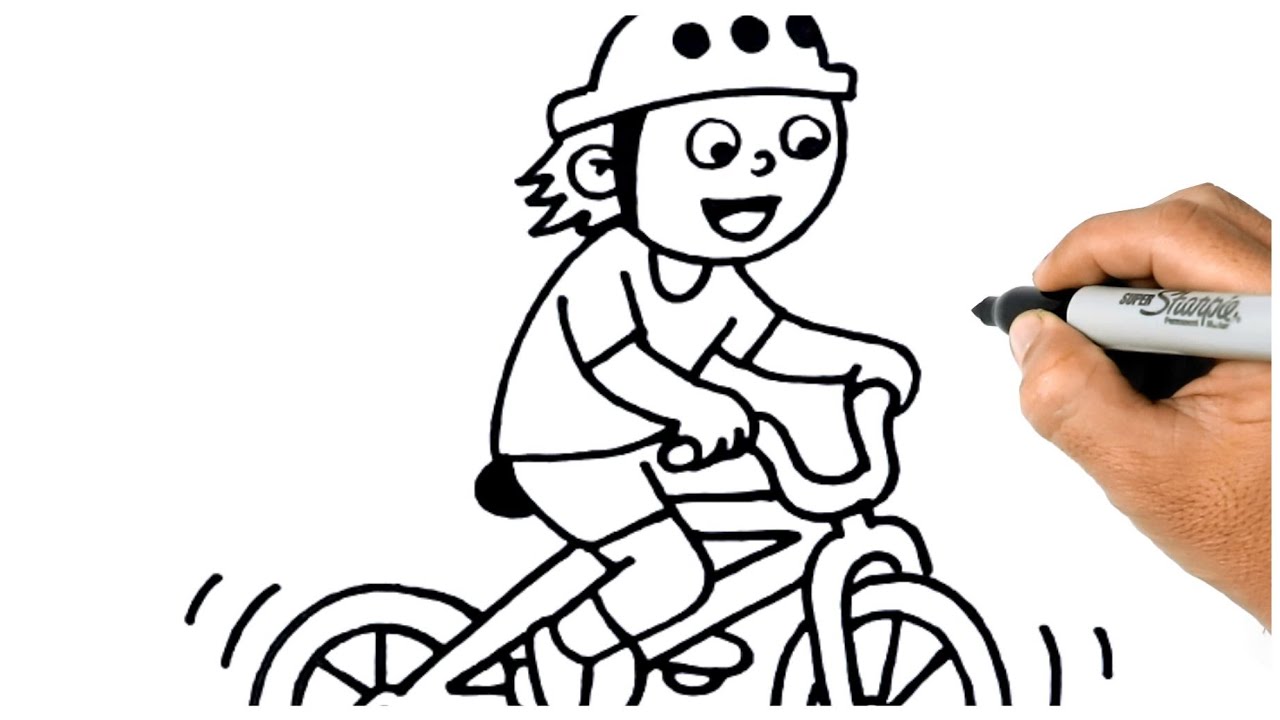 How to DRAW A BOY RIDING A BIKE Step by Step Easy Drawings