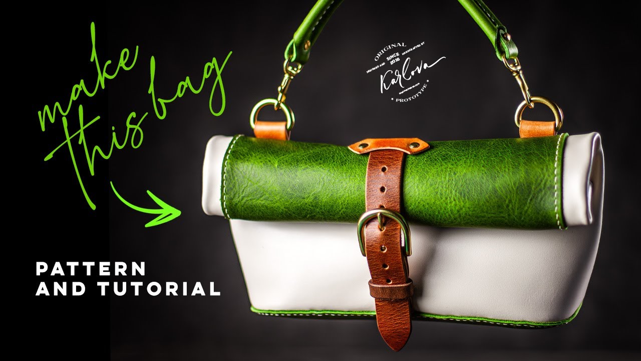 Make a Leather Roll-Top Bag - Quick and Easy Project by Karlova Design. Pattern and Tutorial