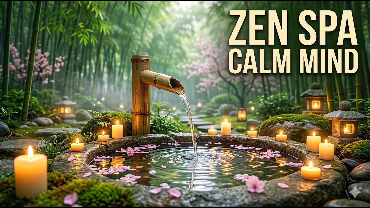 Zen Garden Bamboo Water Fountain | Relaxing Meditation Music | Deep Sleep, Stress Relief, Natural🌿