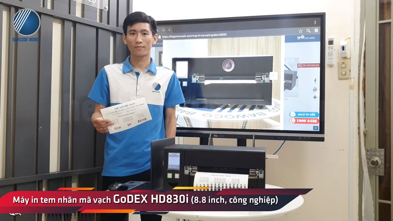 Review máy in tem mã vạch công nghiệp GoDEX HD830i 8.8 inch, 300dpi