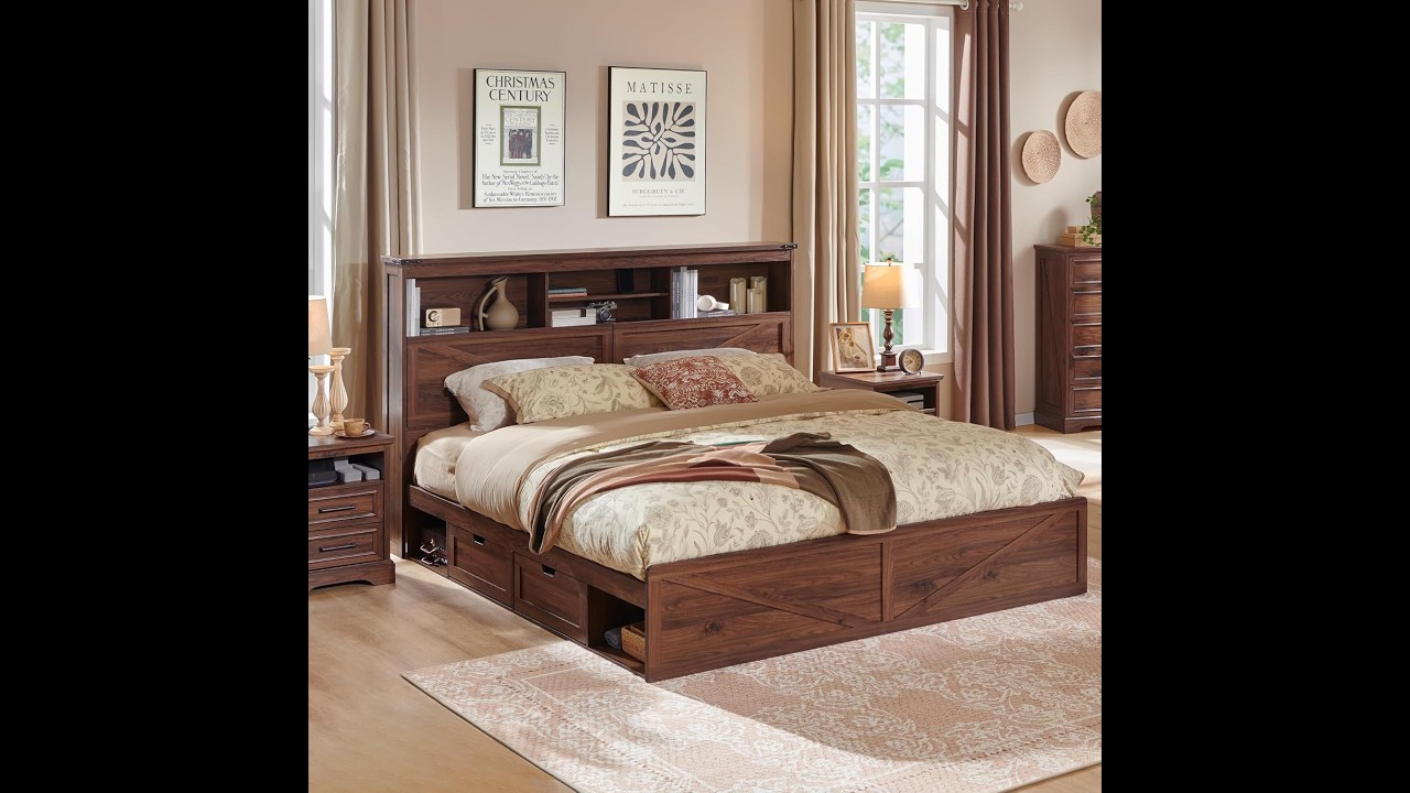 Review: ACCOHOHO Farmhouse King Size Bed – Storage Headboard & LED Lighting