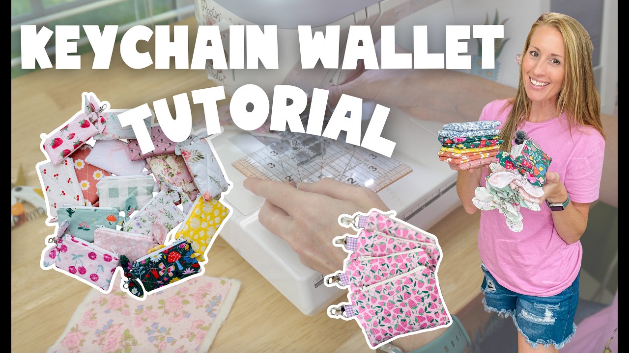 🍒Sewing quilted keychain wallet tutorial✂️step by step, beginner friendly