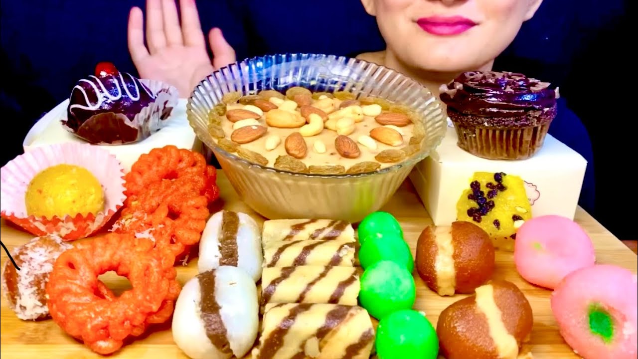 ASMR EATING RASMALAI,RASGULLA,GULAB JAMUN,PATISA,LONG JAMUN,BERFI |BIG BITES| UZZU EATS