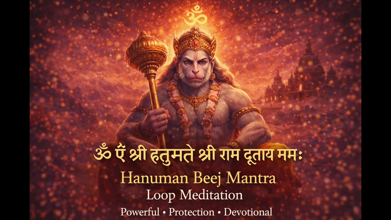 🚩 Hanuman Beej Mantra Loop | Powerful Hanuman Mantra for Protection & Strength | 108 Times