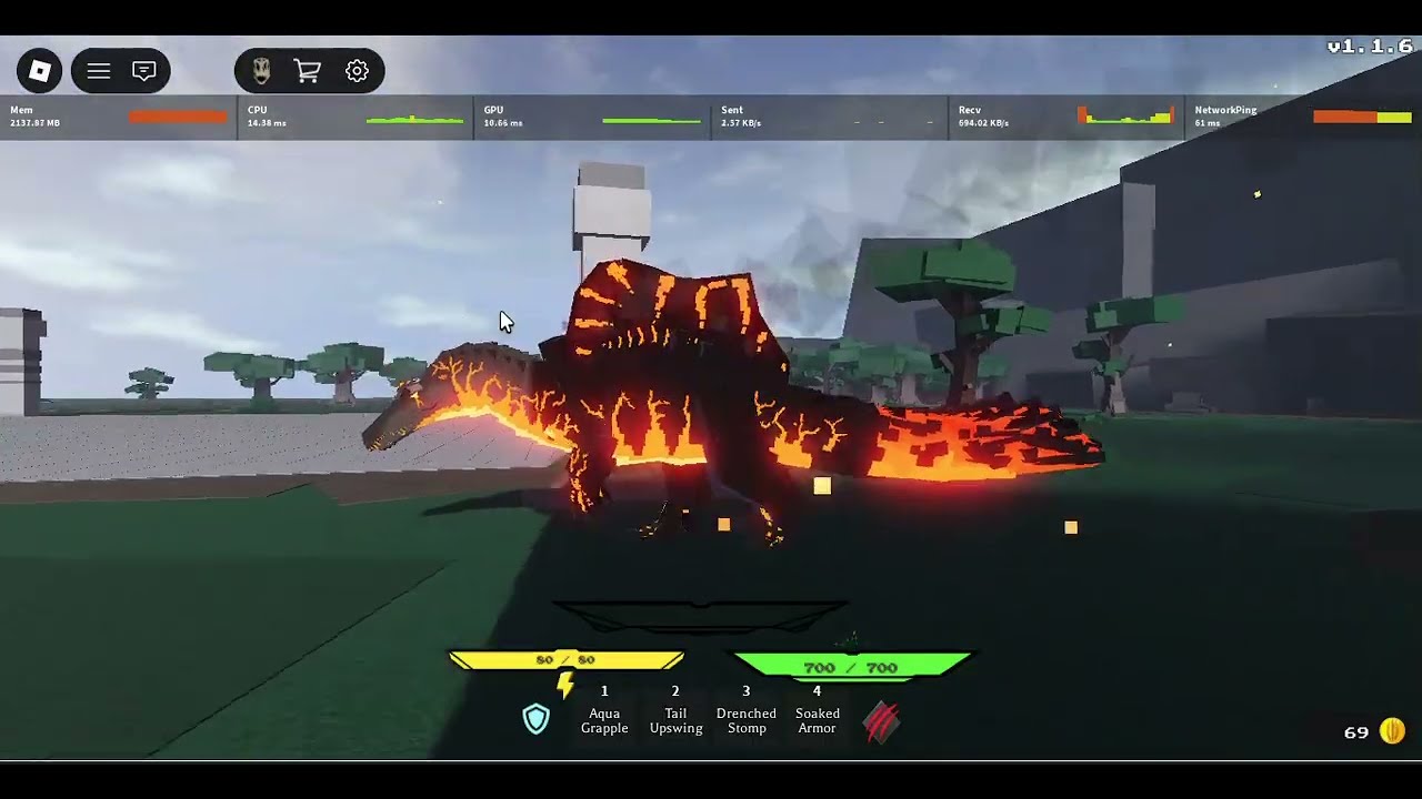 Magmatomic Spino battling
