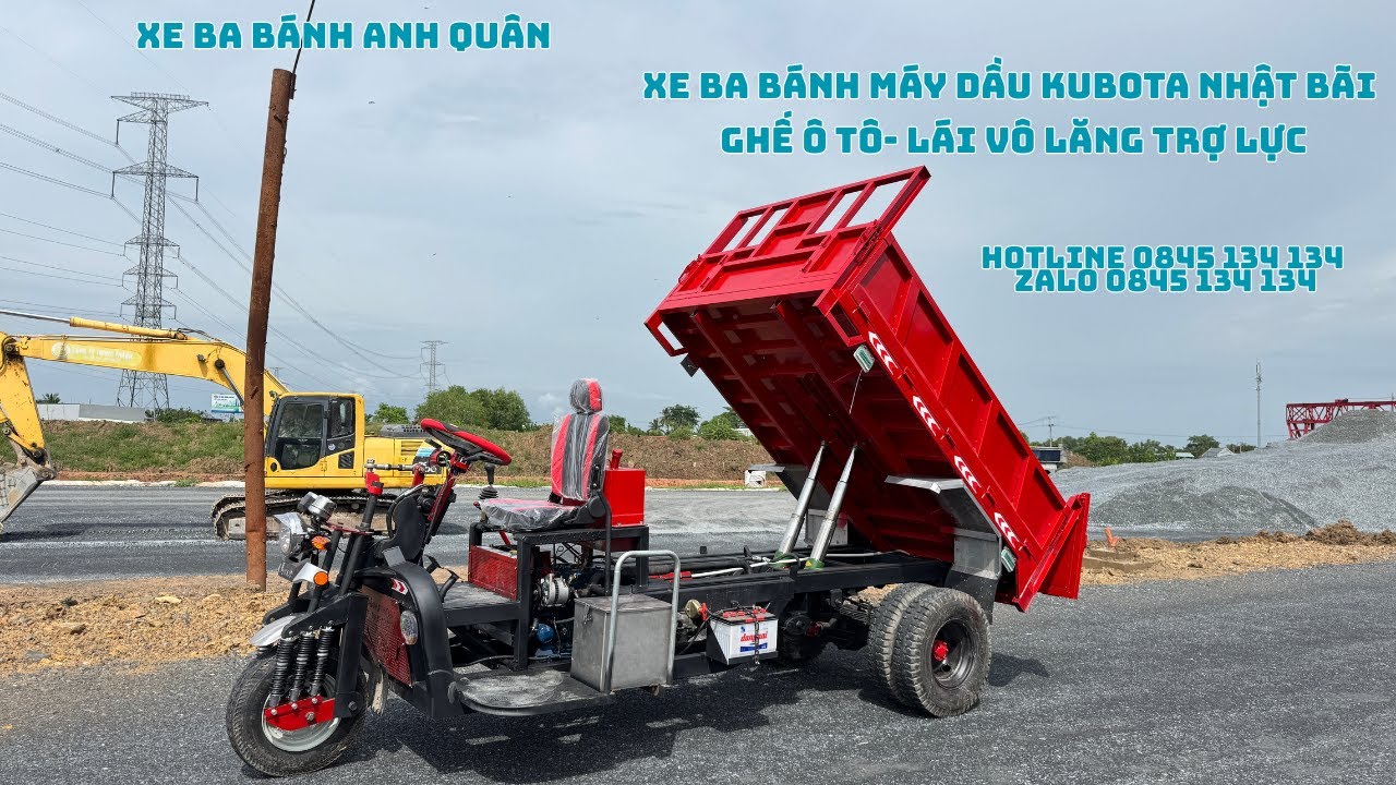 Xe Ba Gác Máy Kubota - Lái Vô Lăng - Ghế Ô Tô - Chuyên Chở Cát Đá | TƯ VẤN 0845134134