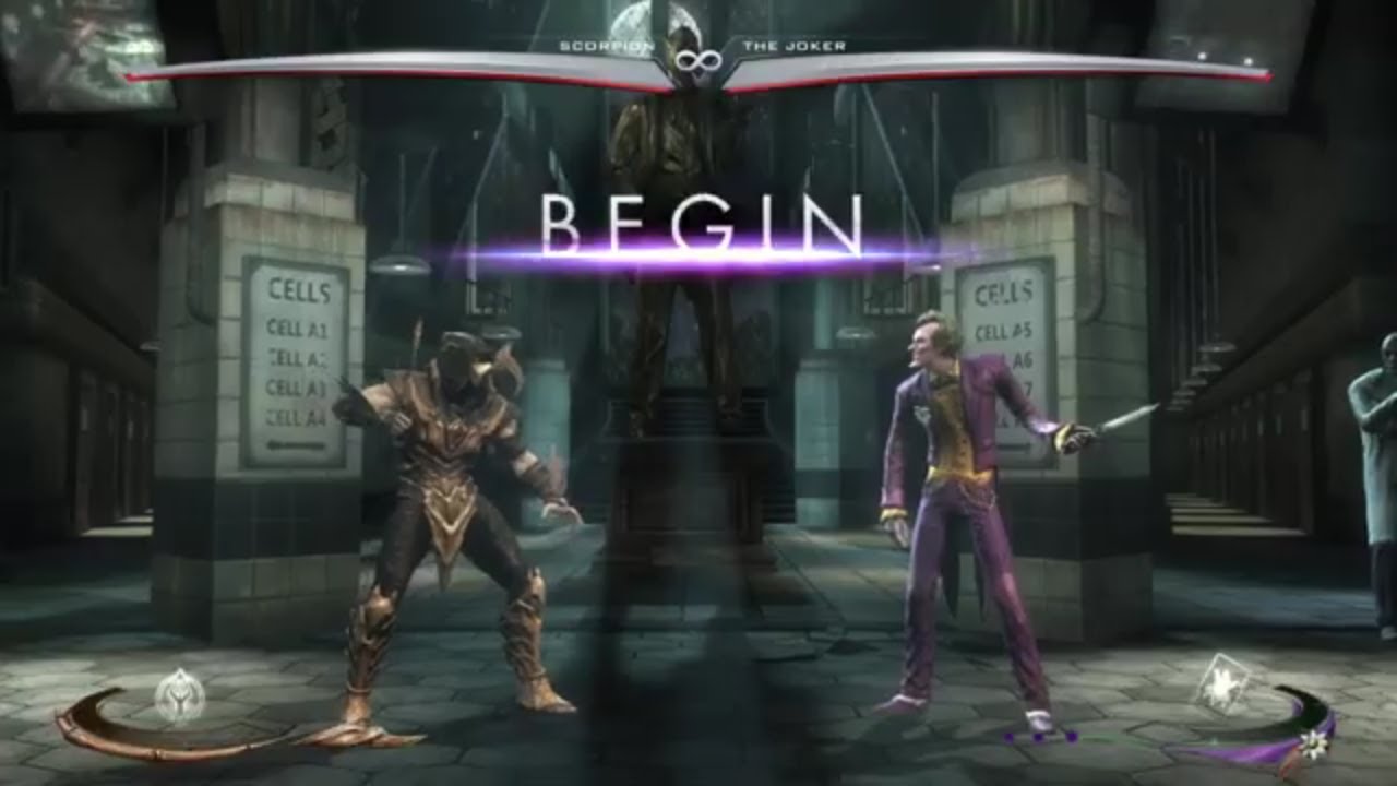 Injustice: Gods Among Us Ultimate Edition Scorpion VS The Joker Arkham City 1 VS 1 Fight