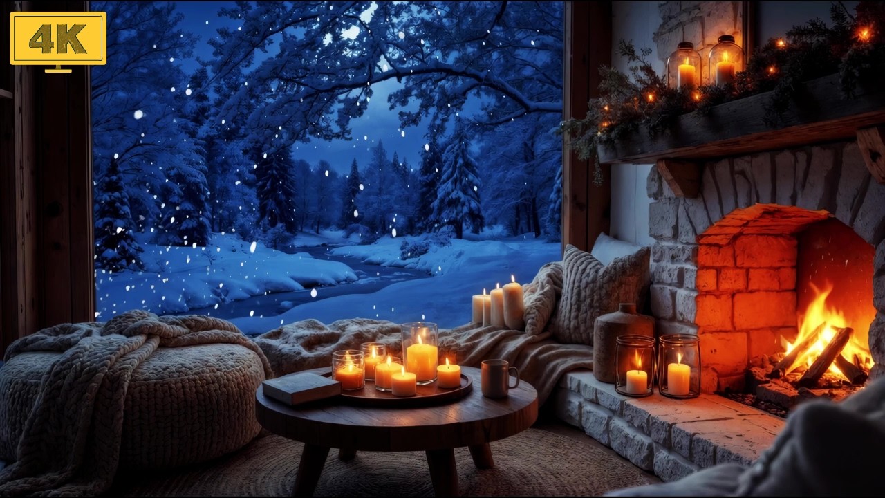 Winter Forest Cabin ❄️ Celtic Folk Music & Crackling Fire for Work & Relax