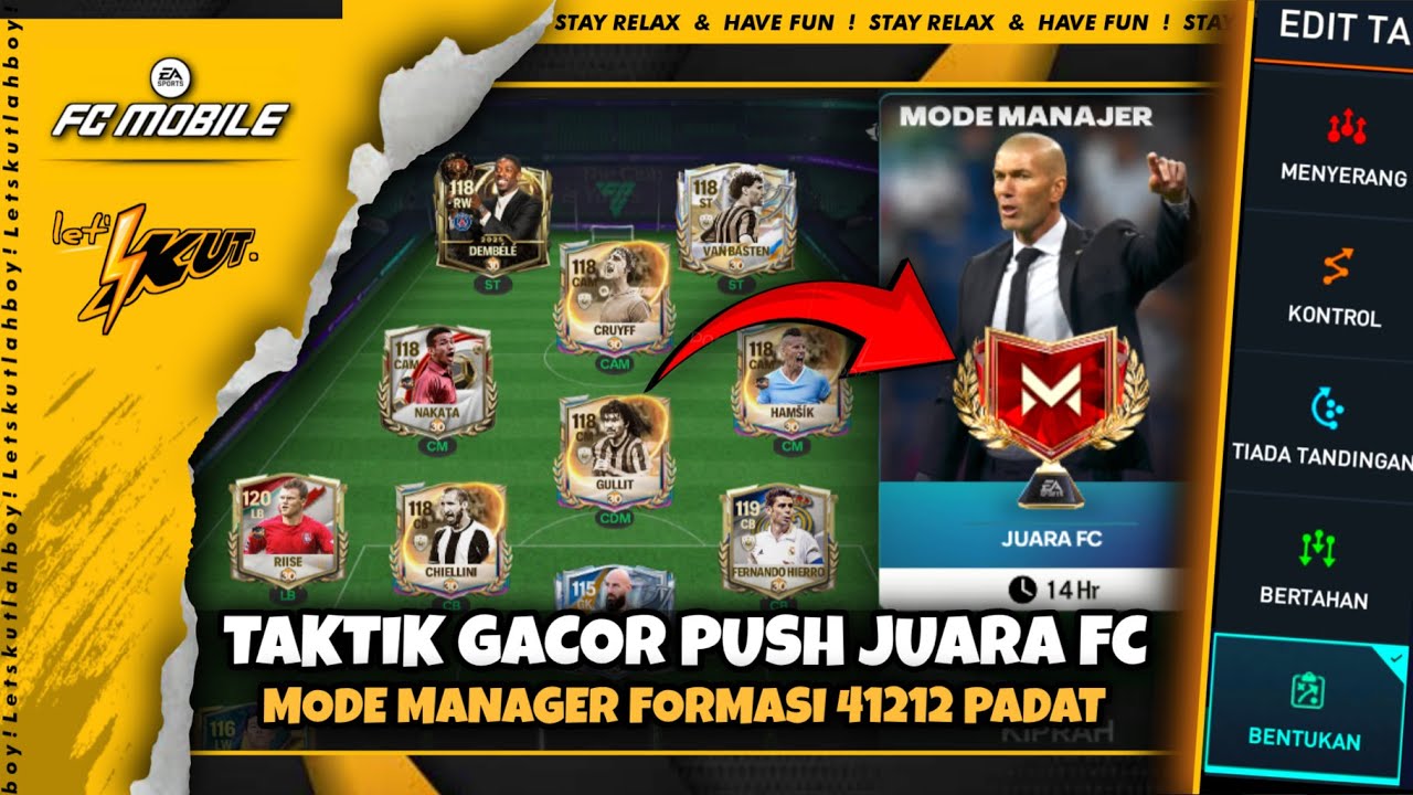 🔴 (Новое метаобновление) AUTO EZ JUARA FC ‼️ ТАКТИКА РЕЖИМА МЕНЕДЖЕРА Твердая формация 41212 !!! ...