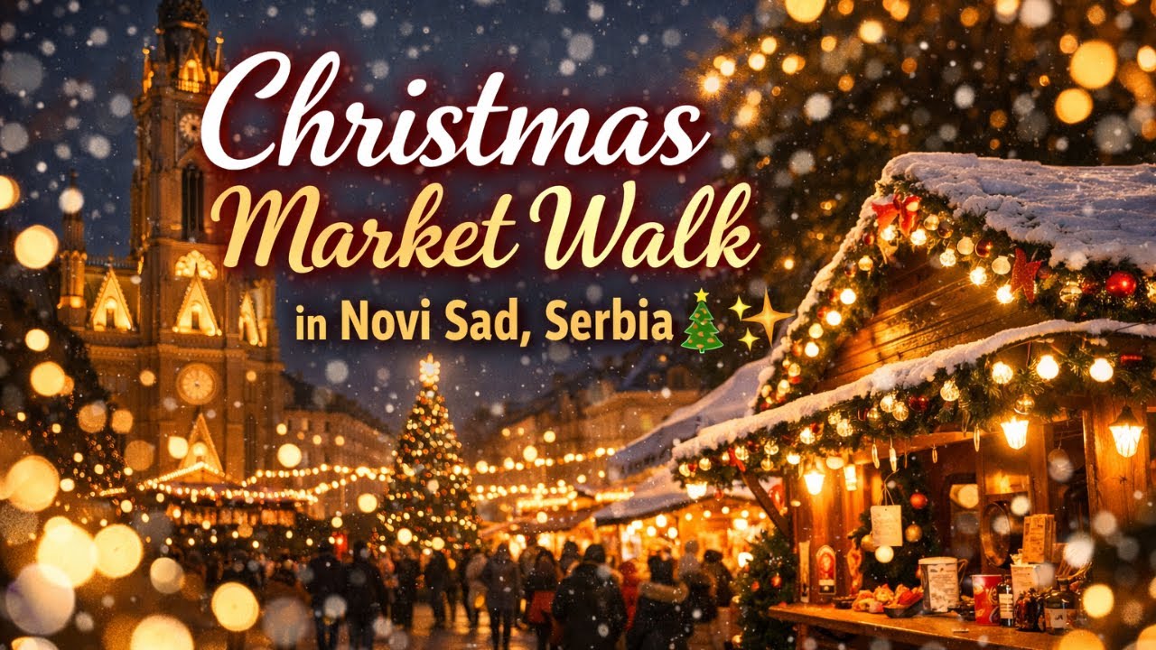 Christmas Market Walk in Novi Sad, Serbia 