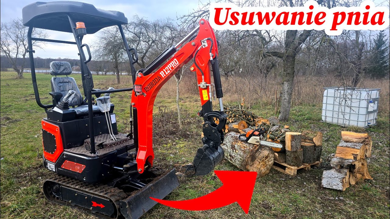 Usuwam pień drzewa minikoparką ROBODA R12PRO | Koparka o wadze 1.2T jak się sprawdza?