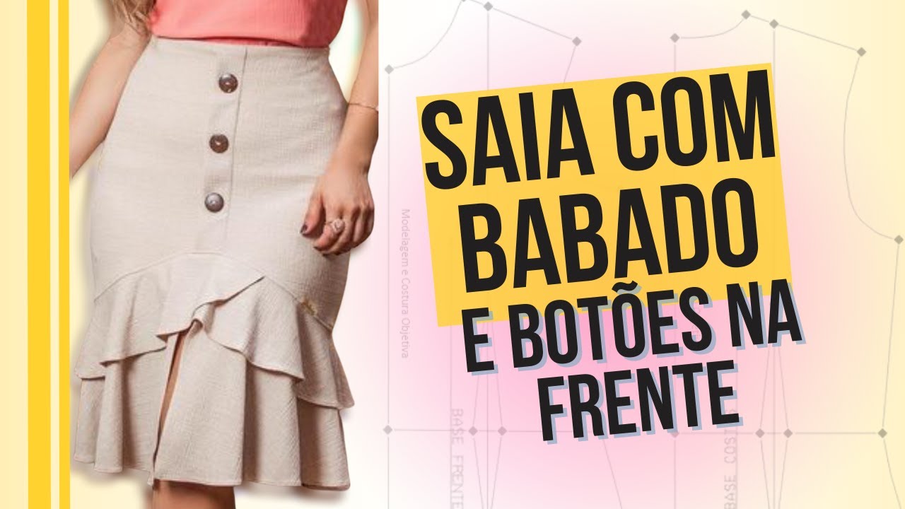Como Fazer SAIA COM BABADO E BOTÕES