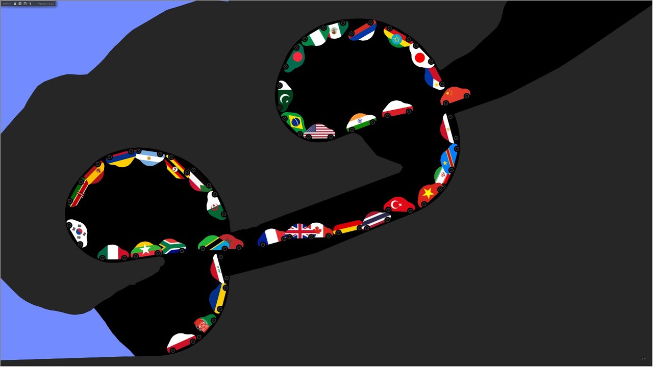 Car Race - Country Cars - Top 50 Populated Countries - Algodoo