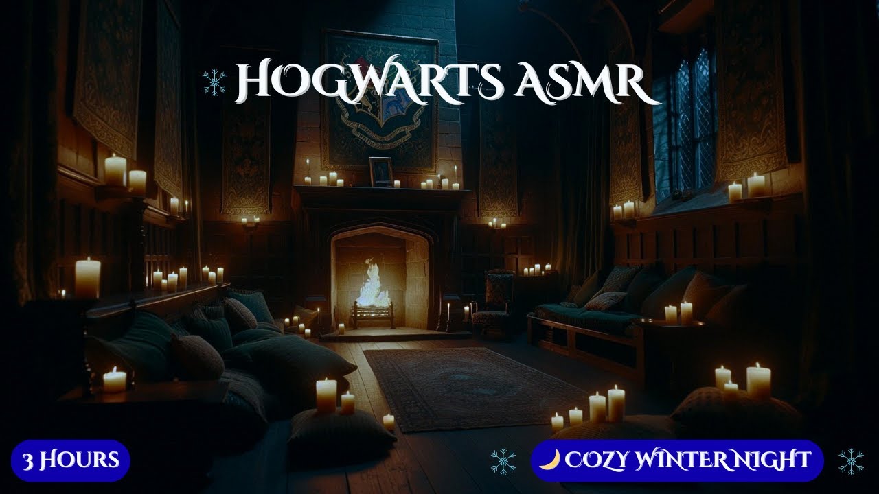 Winter at Hogwarts ❄️ Peaceful Common Room • Soft Fireplace & Muffled Snowfall • Sleep Version