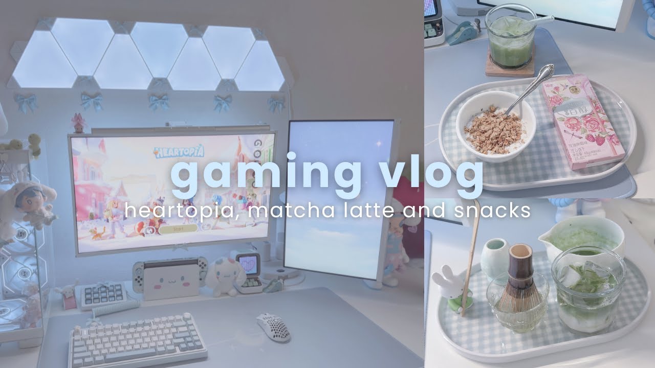 cozy gaming vlog 🎧💗 | heartopia gameplay, making matcha latte, chill day at home