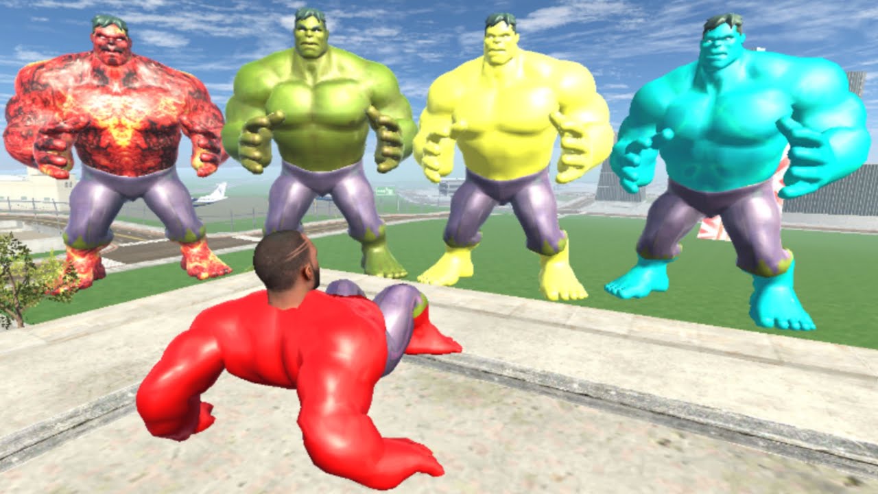 Franklin Red Hulk Saving His House From Hulk Team - INDIAN BIKES DRIVING 3D
