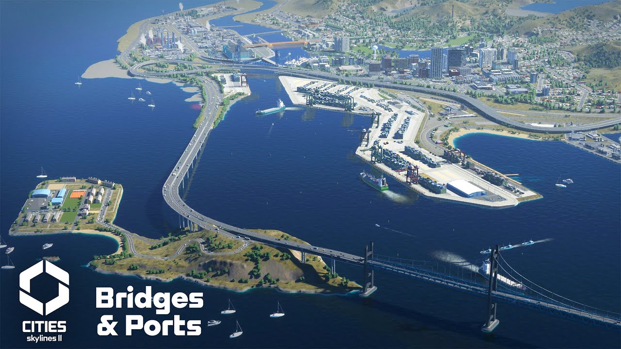 Строительство портового города в One Cities Skylines Year | Дополнение Bridges and Ports