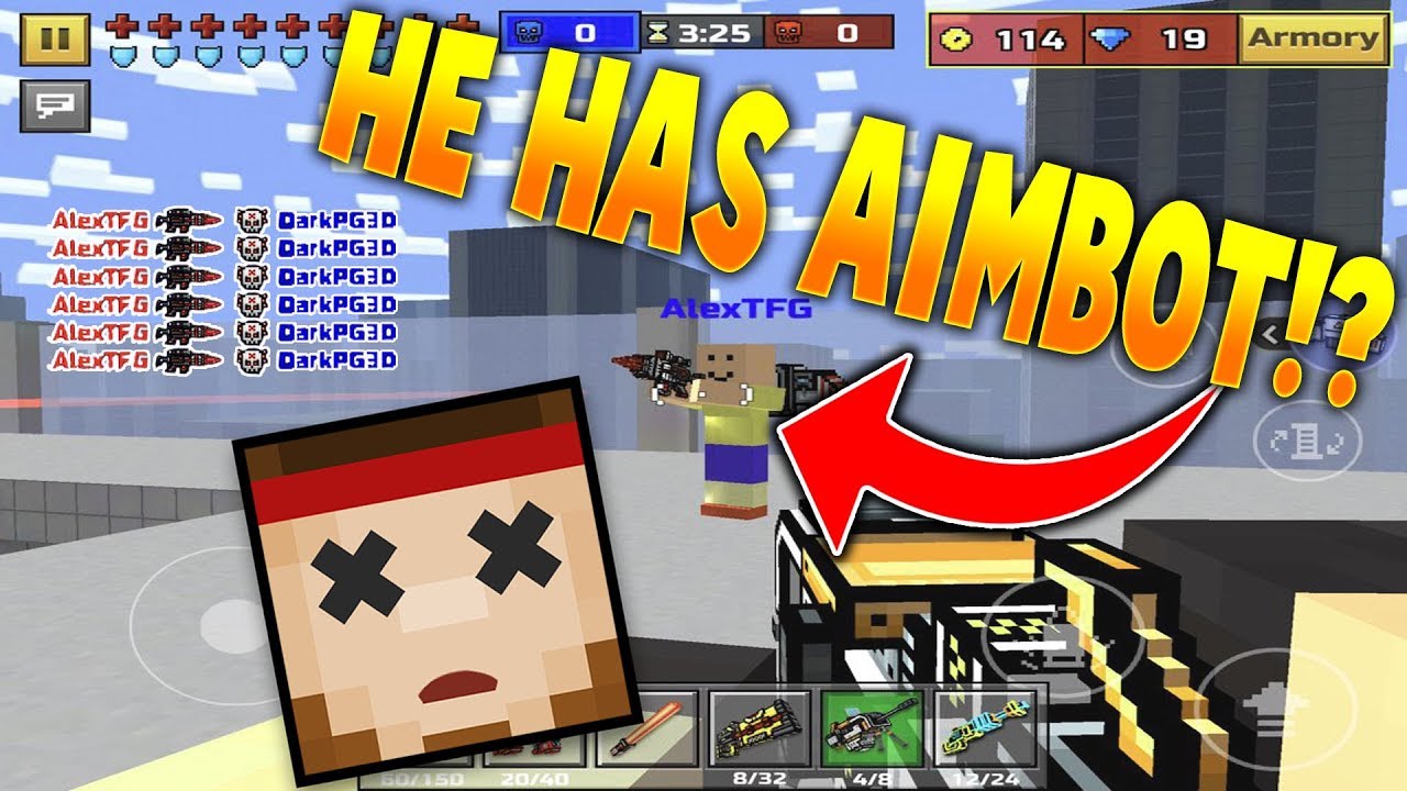 When YOU HAVE AIMBOT IN Pixel Gun 3D (1v1)