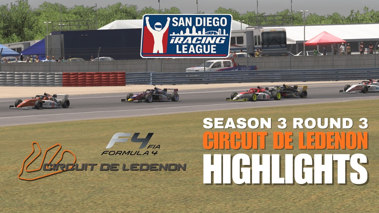 San Diego iRacing League FIA F4 S3 R3 Highlights - Circuit De Ledenon 2.07.26