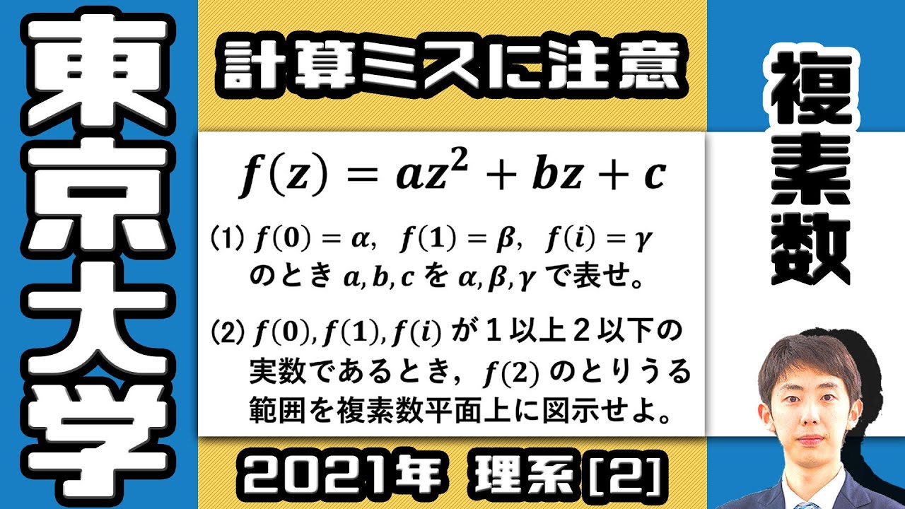 【東大2021】図形を動かして解く領域問題【複素数平面】