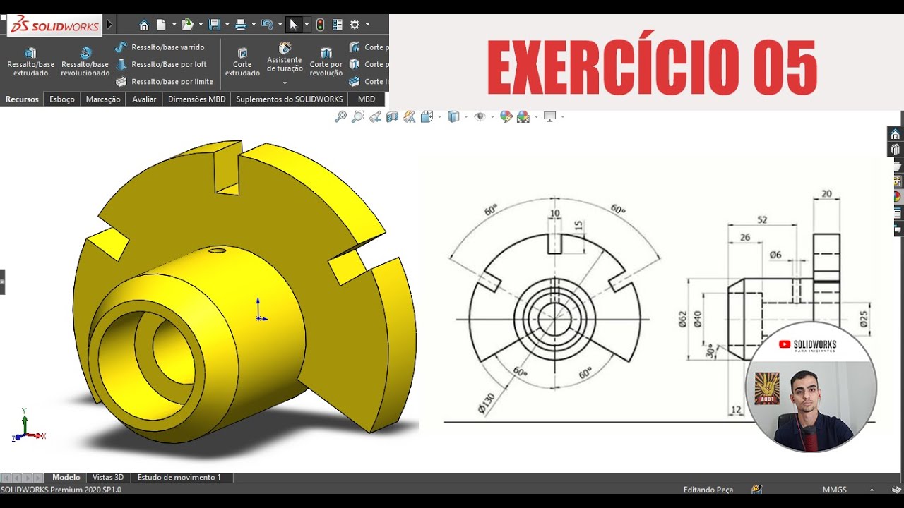 SOLIDWORKS PARA INICIANTES - EXERCÍCIO 05