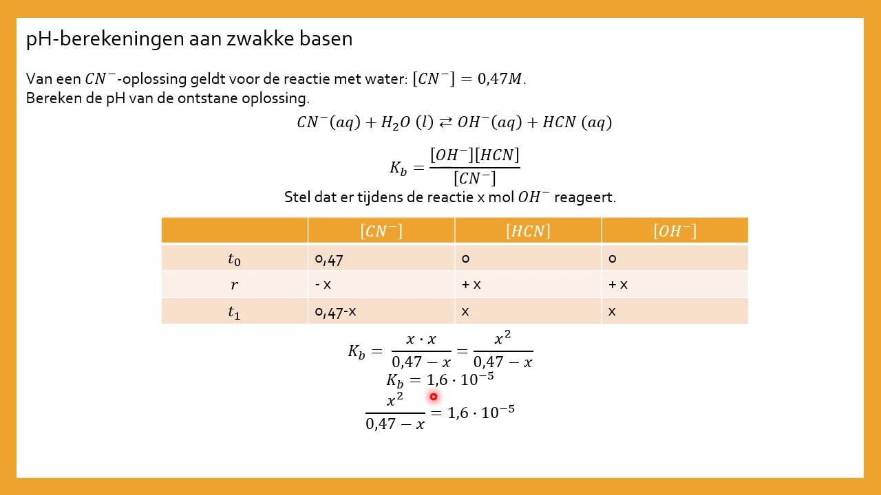 Zuren en Basen - pH-berekeningen aan basen