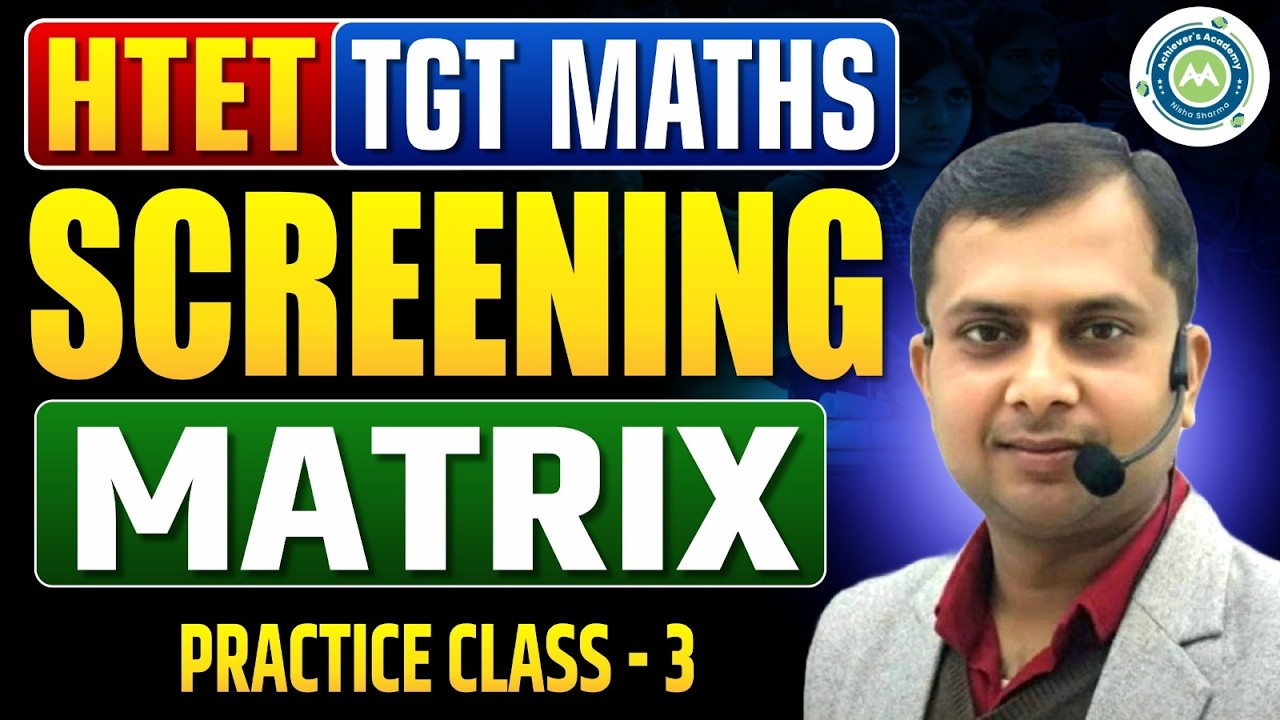 HTET TGT Maths Matrix Practice Class 3 Screening Exam Questions with Solutions