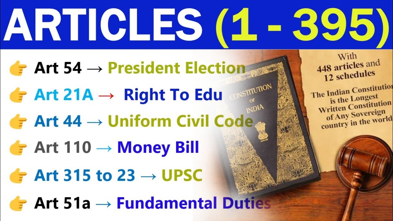 IMPORTANT ARTICLES | IMPORTANT ARTICLES OF THE CONSTITUTION | REVISION | SSC 2025 | STATE PCS |