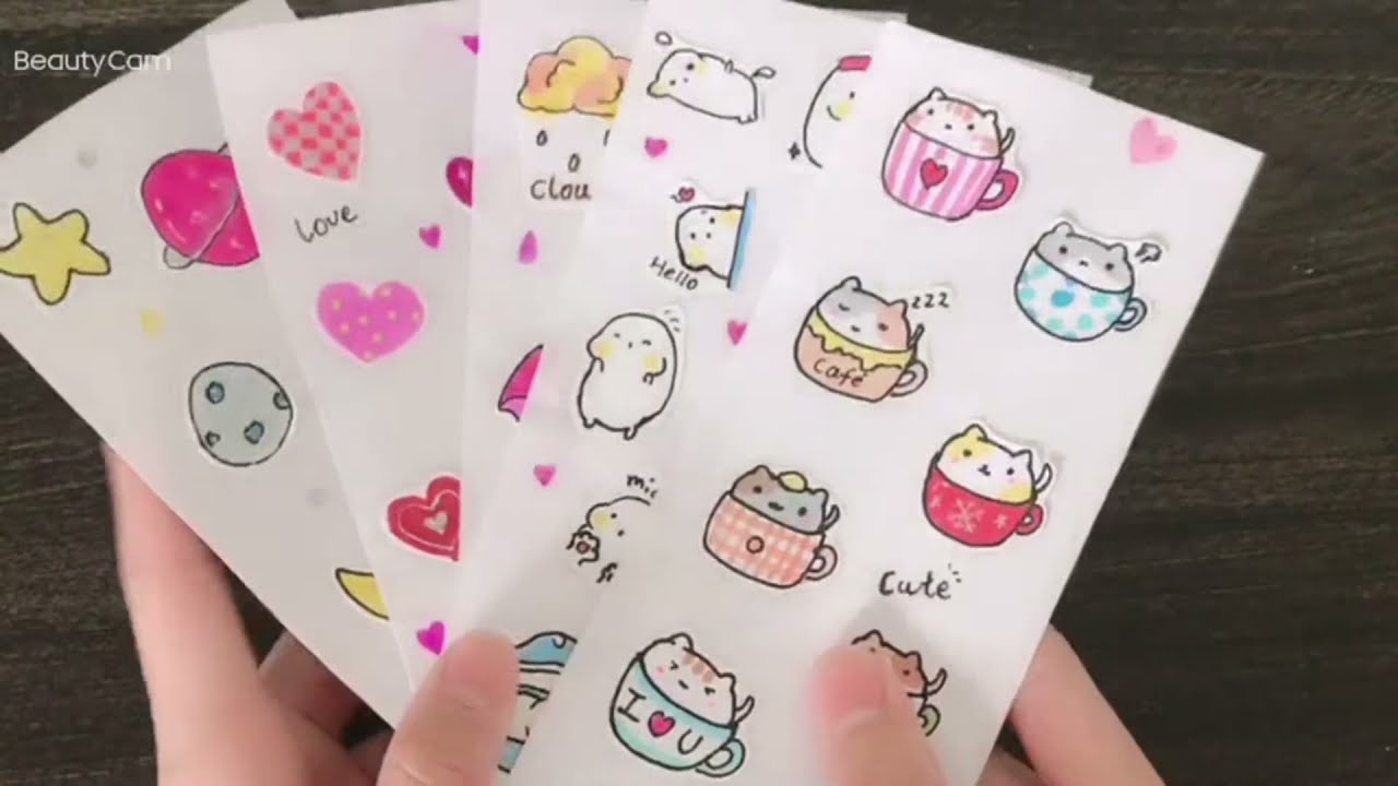 How to make stickers use paper easy 自制贴纸