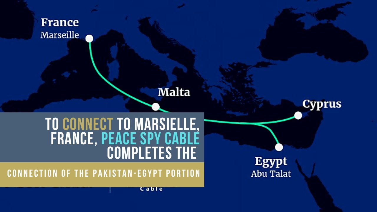 To connect to Marsielle, France, PEACE Spy Cable completes the connection of Pakistan-Egypt portion