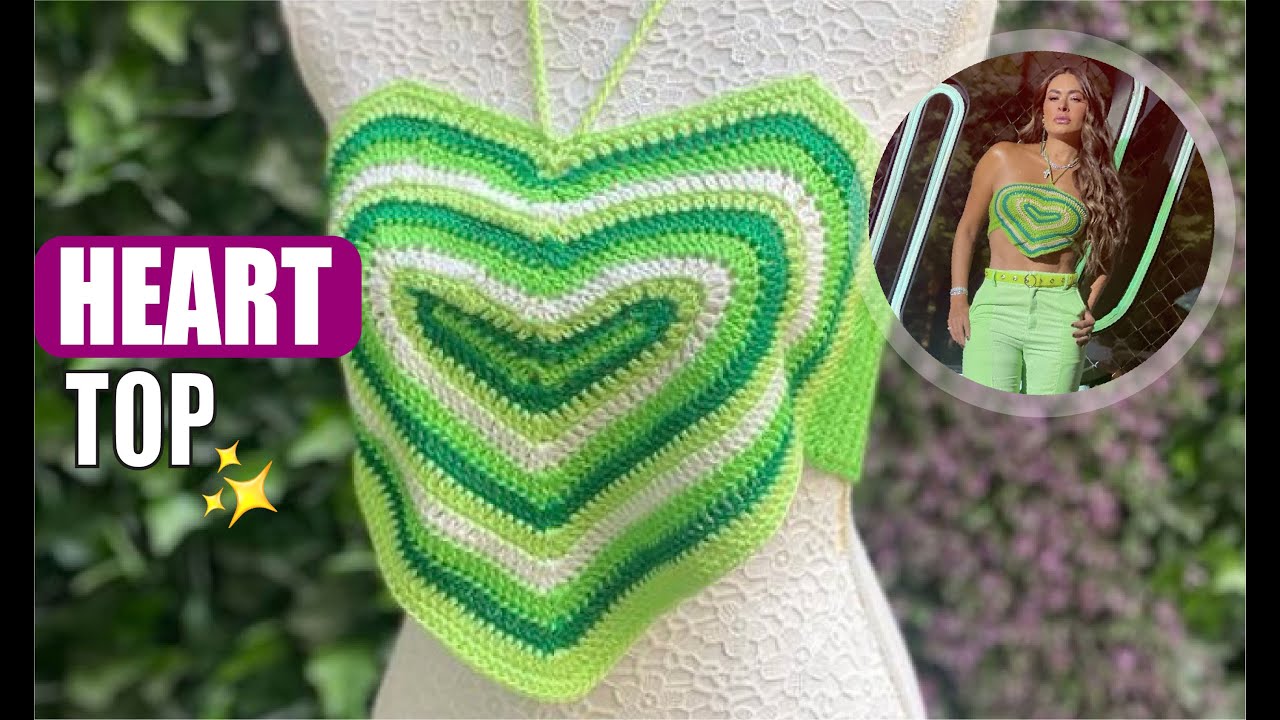 HOW TO Crochet a Heart Top  - EASY AND FAST - BY LAURA CEPEDA
