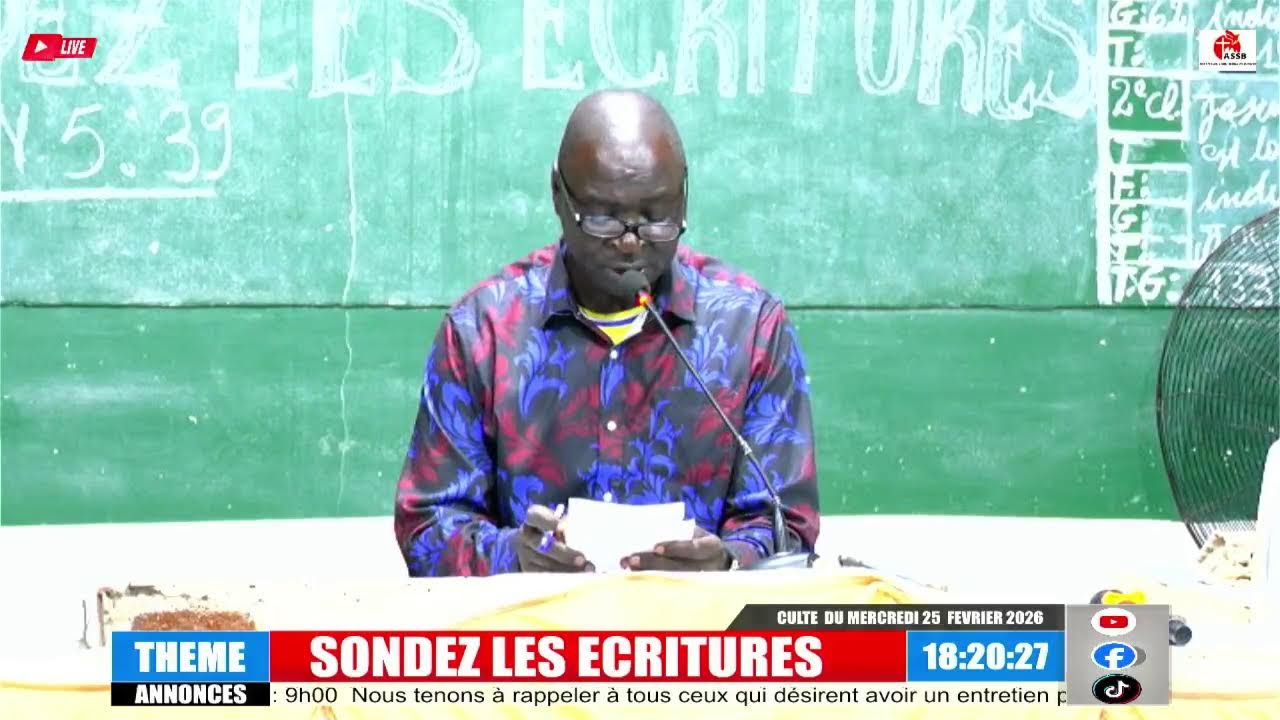 CULTE DU MERCREDI SOIR 25 FÉVRIER 2026