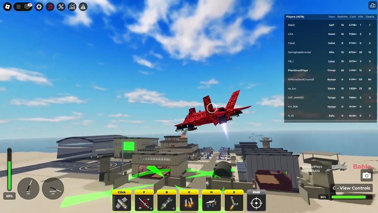 Destroying server with F-35 Lightning in War Tycoon