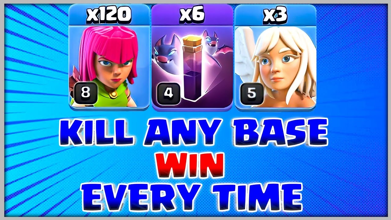 Kill Any Base | TH11 ARCHER + BAT SPELL Attack Strategy | Win Every Time